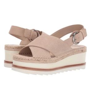 Marc Fisher LTD Gellyn Slingback Espadrille Platform Sandal Beige Women Size 9